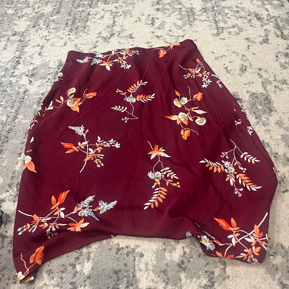 Ann Taylor Red Mini Bubble Skirt Asymmetrical Casual